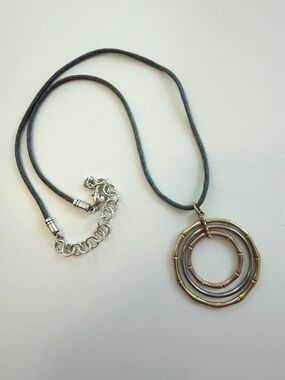 Brighton Tri-Tone Ring Pendant Necklace in Gold, Silver & Rose Gold